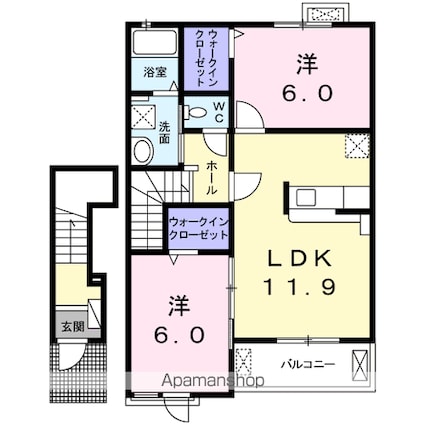 熊本県八代市郡築一番町[2LDK/58.77m2]の間取図
