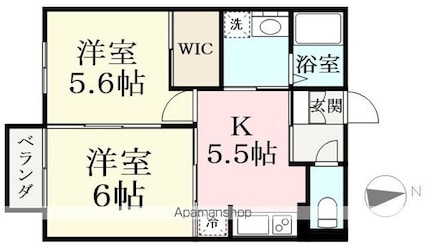 グランツ明里[2K/40.3m2]の間取図