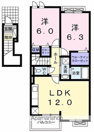 ノース・ガーデンＢ[2LDK/57.71m2]の間取図