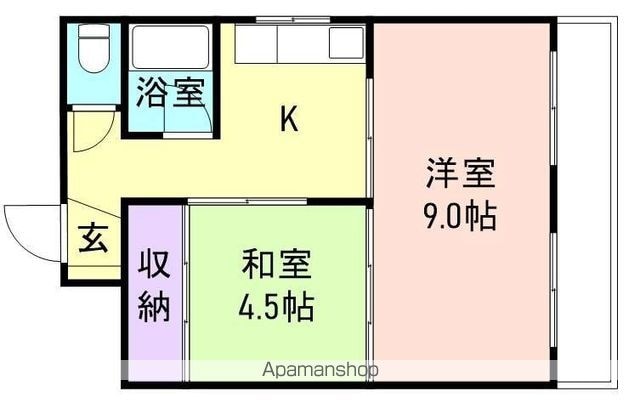 下井マンション[2K/39m2]の間取図