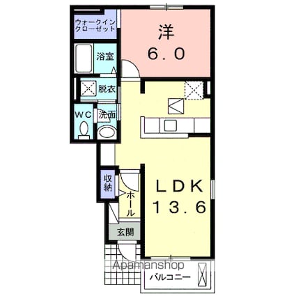マル　アズール　Ⅱ[1LDK/46.06m2]の間取図