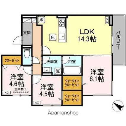 ボン・メゾン東福山[3LDK/71.24m2]の間取図