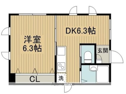 パティオ[1DK/34.11m2]の間取図