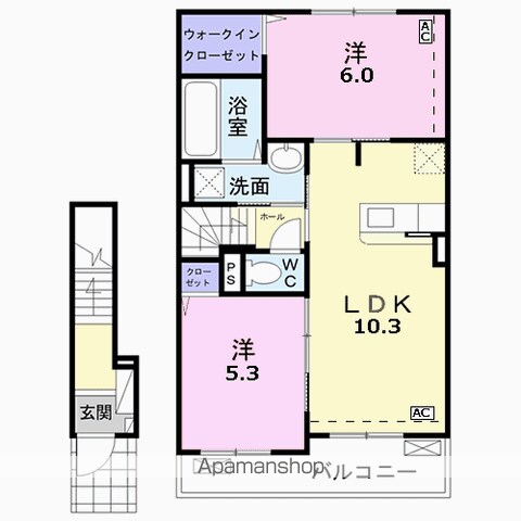 【岐阜市粟野西のアパートの間取り】