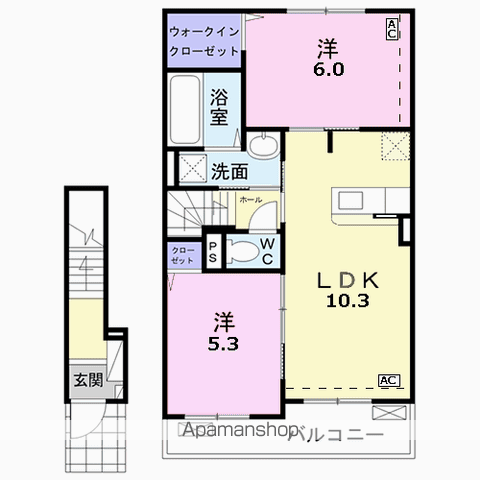 岐阜市粟野西のアパートの間取り