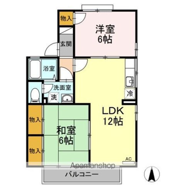 セジュール一色　Ｂ棟[2LDK/53.68m2]の間取図