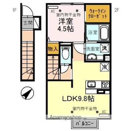 ｂｉｅｎｆａｉｔ（ビアンフェ）[1LDK/42.14m2]の間取図