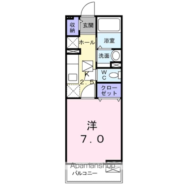 レストホーム大東[1K/26.11m2]の間取図