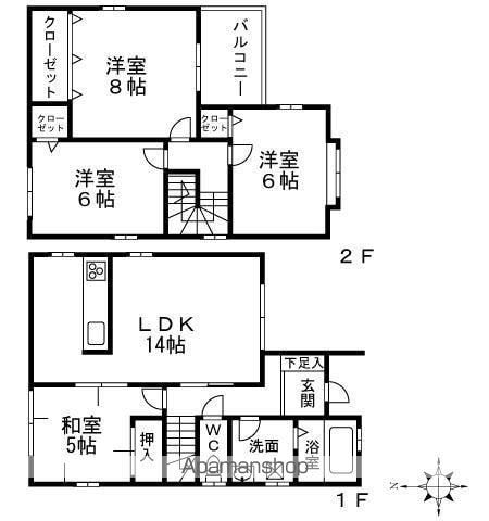 京阪本線 中書島駅 徒歩9分 2階建 築19年の間取り写真