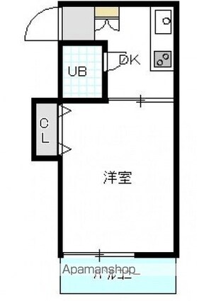 アクティブ２１[1DK/21.5m2]の間取図