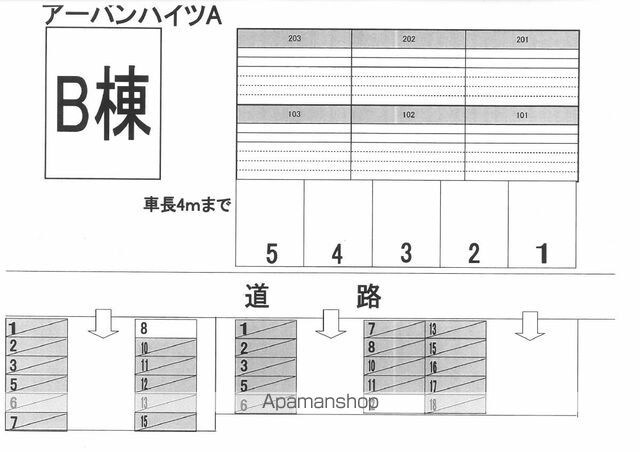 アーバンハイツＢ[1R/19.83m2]の配置図