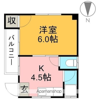 八反町ハイツ[1K/21.52m2]の間取図