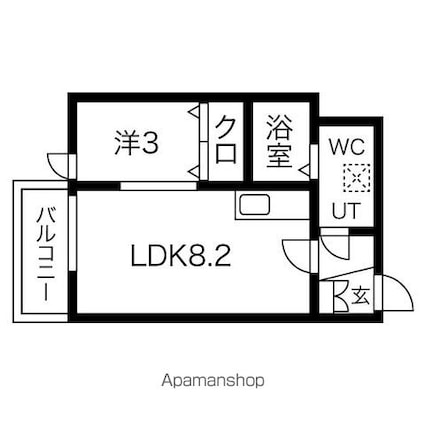 カーサ荒巻中央[1LDK/28.98m2]の間取図