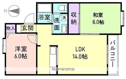 グリーンリーフ[2LDK/48.6m2]の間取図