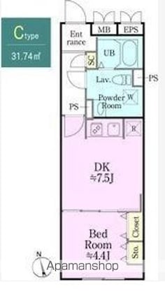 東京都練馬区豊玉北３丁目[1DK/31.74m2]の間取図