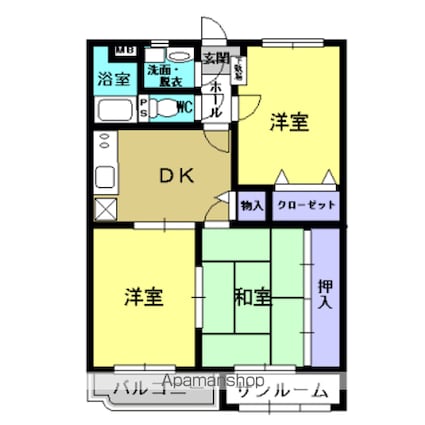 ユーミーマンションフェニックス[3DK/60.53m2]の間取図