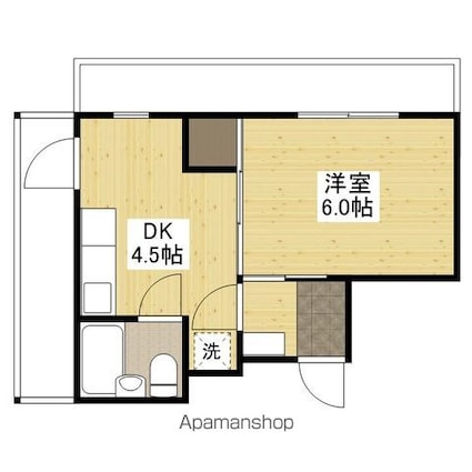 手島ビル[1DK/22m2]の間取図