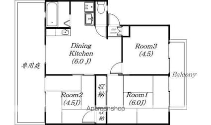 ハイツ二本木[3DK/46.03m2]の間取図