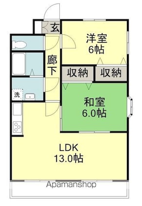 ラフィーネ黒田[2LDK/55.86m2]の間取図