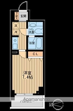 ドゥーエ西大島[1K/25.18m2]の間取図