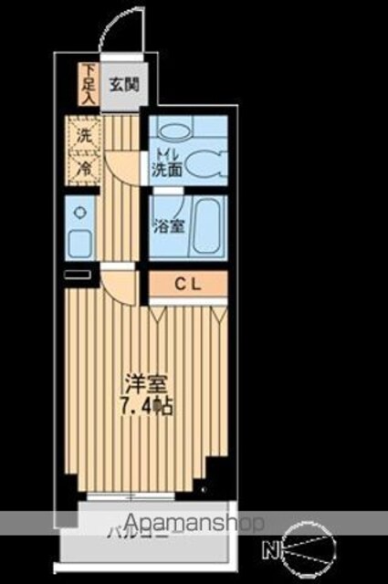 ドゥーエ西大島[1K/25.18m2]の間取図