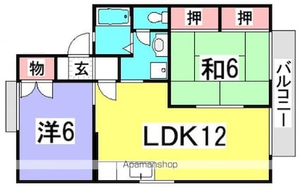 セジュール井口台Ｂ棟[2LDK/53.87m2]の間取図