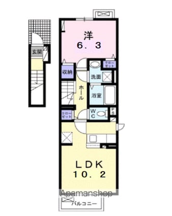 イーストブルー　Ｉ[1LDK/43.77m2]の間取図