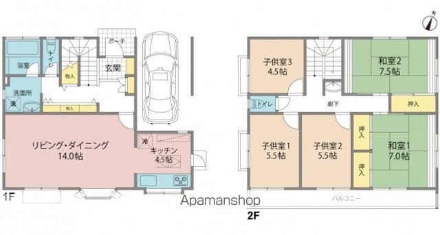 東急田園都市線 青葉台駅 徒歩11分 2階建 築32年の間取り写真