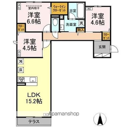Ｄーｃｏｍｏｄｏ小金井貫井北町[3LDK/73.83m2]の間取図