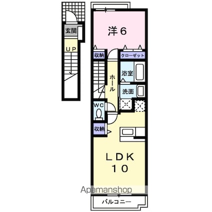 ベル・オーブＣ[1LDK/42.8m2]の間取図