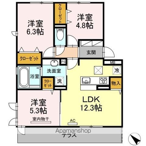 糟屋郡粕屋町大字阿惠のアパートの間取り