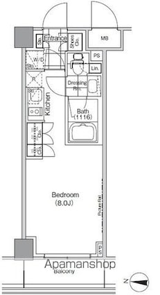 ザ・パークハビオ高円寺[1R/25.01m2]の間取図