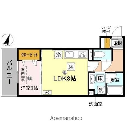 ピオーネ荘[1LDK/31.88m2]の間取図