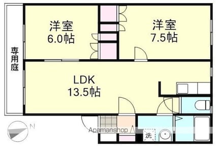 ゆず[2LDK/57.13m2]の間取図