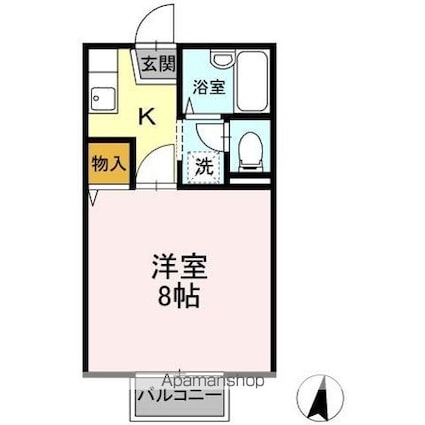 メゾンド徳芳[1K/23.4m2]の間取図