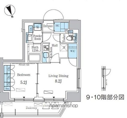 パークアクシス浅草レジデンス[1LDK/41.68m2]の間取図