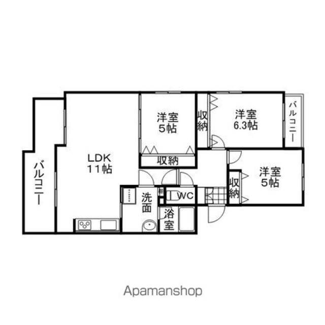 Ｍ・プラネット[3LDK/68.36m2]の間取図