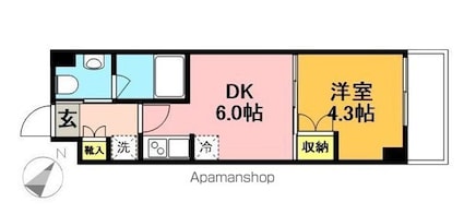 東京都杉並区和泉２丁目[1DK/25.35m2]の間取図