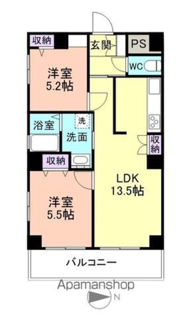 リエス和歌山駅前[2LDK/62.37m2]の間取図