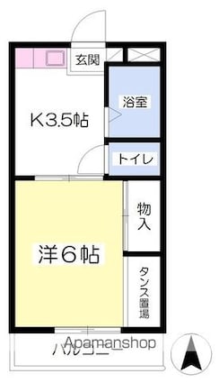 ハイツ岡田[1K/24.42m2]の間取図
