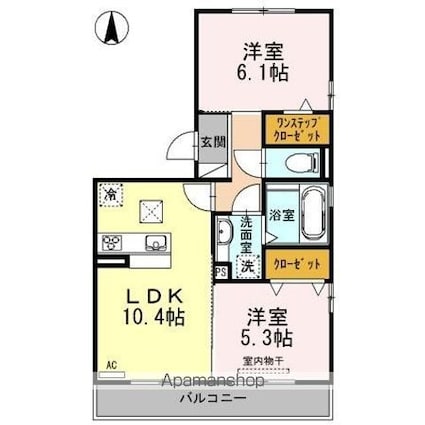 プルミエＩＩＩ　Ｂ棟[2LDK/52.29m2]の間取図