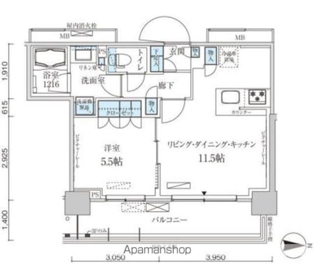 パークアクシス菊川ステーションゲート[1LDK/41m2]の間取図