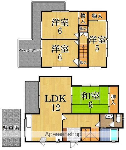 近鉄橿原線 大和西大寺駅 徒歩11分 2階建 築57年の間取り写真