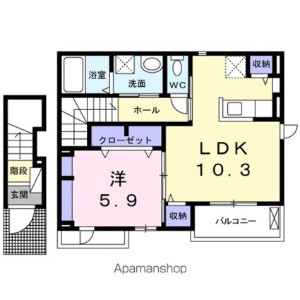 サン住吉双葉Ⅰ[1LDK/45.13m2]の間取図