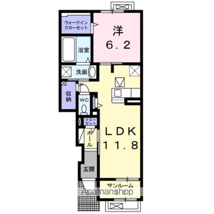福井県大野市神明町[1LDK/50.03m2]の間取図