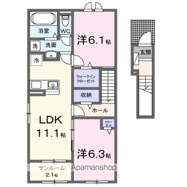 楓[2LDK/62.05m2]の間取図
