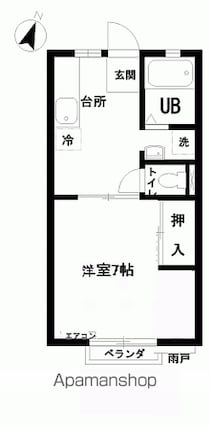 サンライフ郷ヶ丘[1DK/26.44m2]の間取図