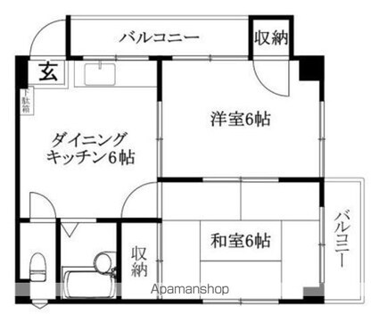 メロディーハイツ久万ノ台[2DK/36.45m2]の間取図