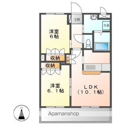 モンシェリー[2LDK/51.66m2]の間取図