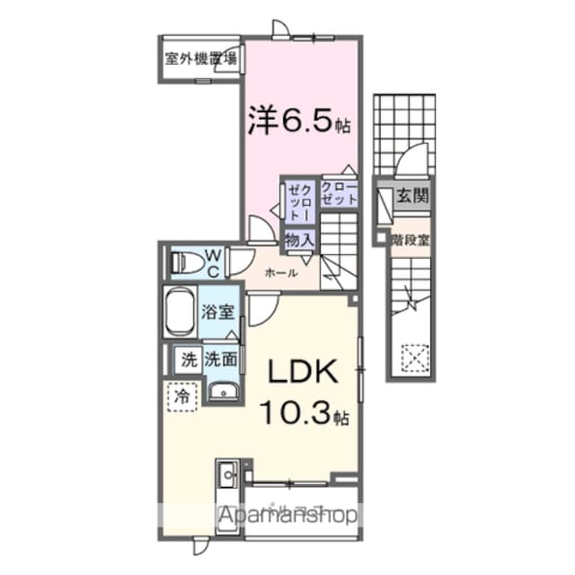 ヒカルサ甲府国母　イースト[1LDK/43.9m2]の間取図